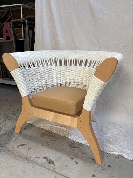 1 Sessel "Arianna" - Rodolfo Dordoni 1992 für Driade – fauteuils, Leather, Wood