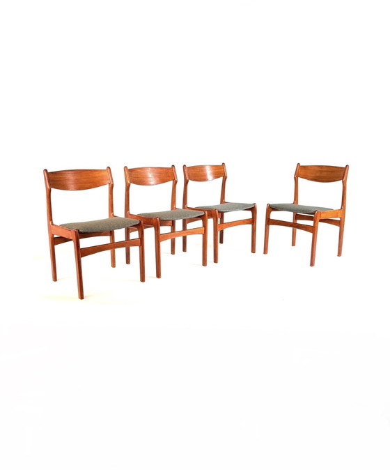 Image 1 of Set van 4 gerestaureerde Deense eetkamerstoelen ‘60