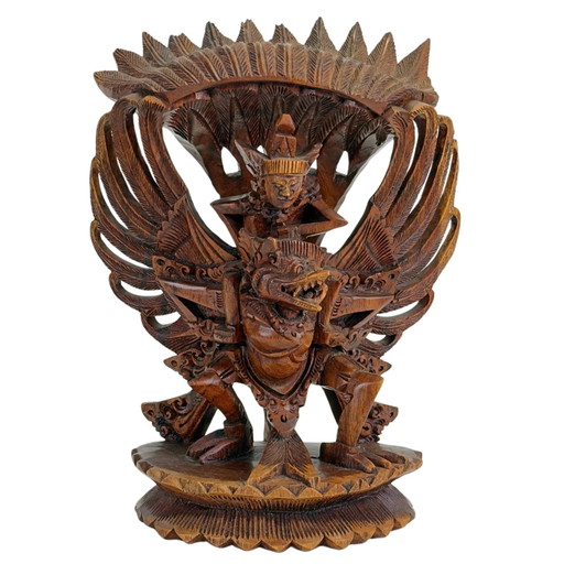 Vintage Balinese Houten Vishnu op Garuda Beeld – Indonesië – 24 cm