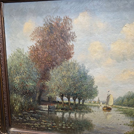 Image 1 of H. Sanders classic Dutch landscape painting 1950/70