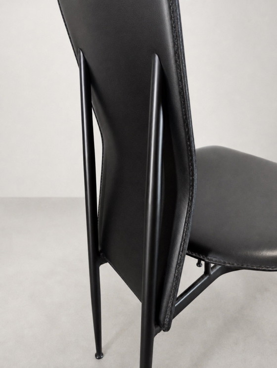 Set of 6 FASEM S44 CHAIRS BY VEGNI — ITALY, 1980s – Dining chairs, Leather (photo 7 of 14)
