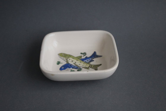 Image 1 of Piccola ciotola vintage in ceramica, dipinta a mano con 2 pesci