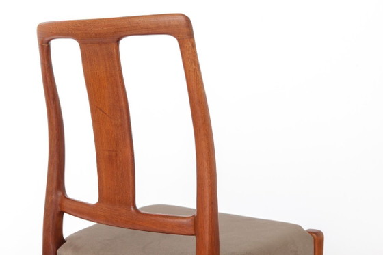 Image 1 of Set of 4 Vintage d-Scan Dining Chairs, Singapore 1960s, Danish Modern Mid Century Chairs, Newly Upholstered Hardwood Dining Chai