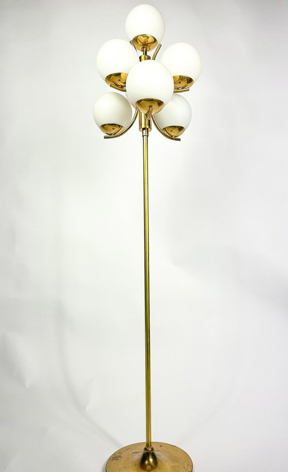 Lampadaire Sputnik vintage Richard Essig, Verre, Métal, Doré (photo 16 sur 16)