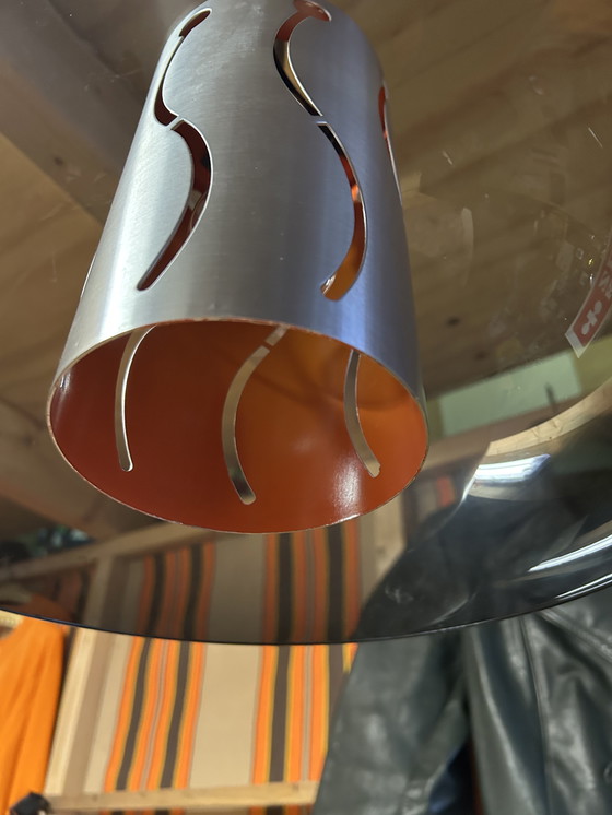 Image 1 of Lampada a sospensione vintage anni '70, stile spaziale, grigio-arancio