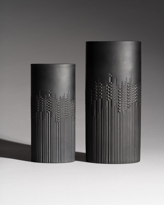 Image 1 of Rosenthal Tapio Wirkkala Vase Duo Black Matte Porcelain Studio-Line Mid Century