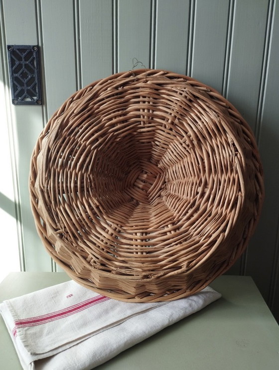 Image 1 of Antico grande cesto da panettiere in vimini intrecciato - Ghirlanda