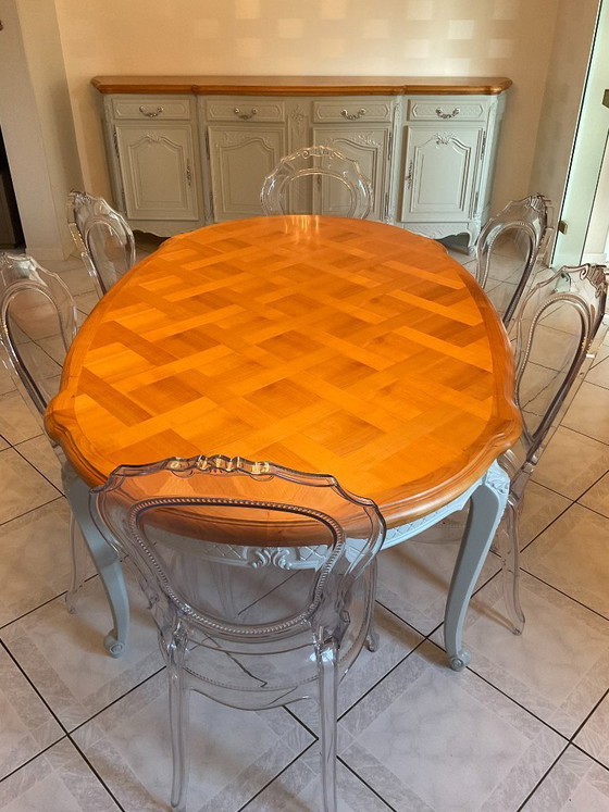 Image 1 of Gustavian cherry wood dining room set - Complete redesigned set