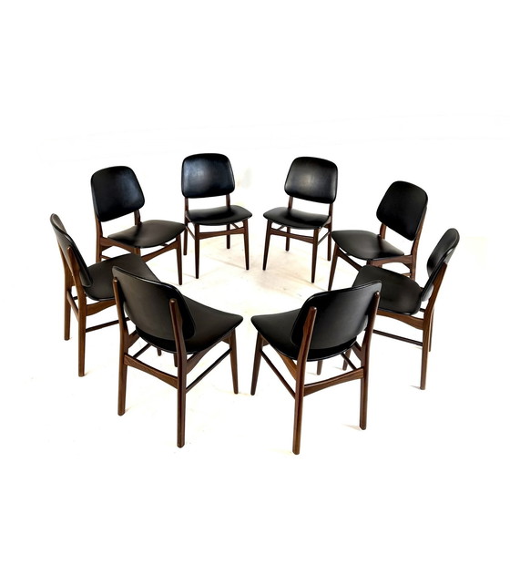 Image 1 of 8 sedie da pranzo vintage danesi, Arne Hovmand Olsen degli anni '60