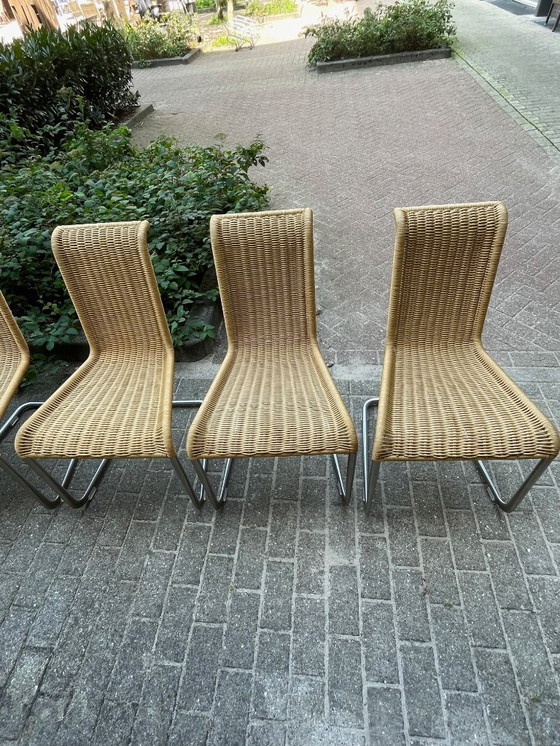 Image 1 of 6x Tecta B20 Eetkamer stoelen, Beige / zilver