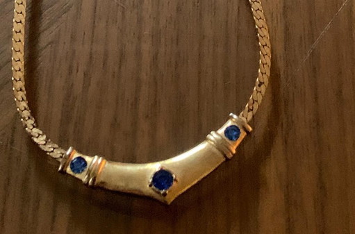 Collier Iconique Ras Du Cou Pierre Cardin Années 50/60 - Plaqué Or - Cristaux Bleus – cadeaus, Metal, Crystal (photo 2 of 16)