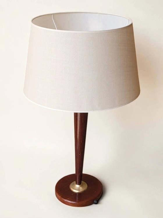 Unilux Design Mazda Lamp 1960s – Table lamps, Wood, Cotton, Mid Century Modern (photo 6 of 11)