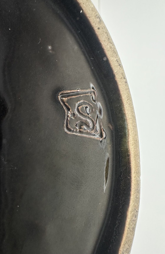 Image 1 of Vase vintage en céramique orné de bambous en relief