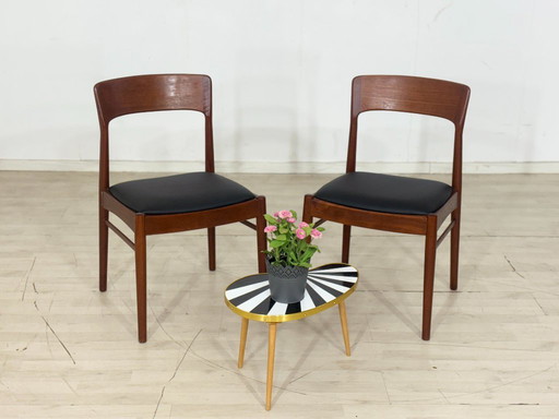 2x Henning Kjarnulf chairs / teak dining chairs / vintage kitchen chairs