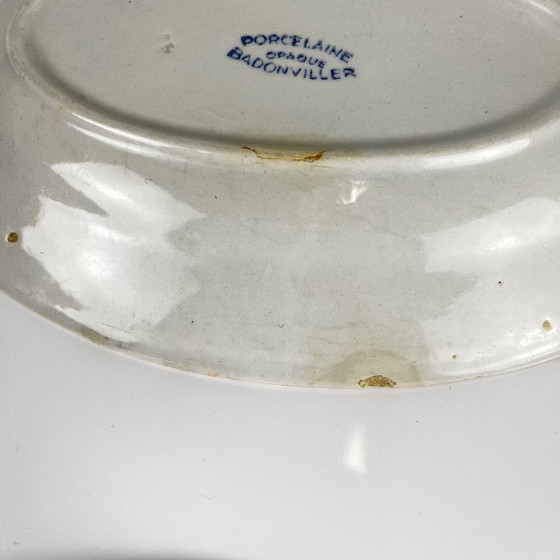 Image 1 of Coppia di piatti da portata in porcellana, Badonviller, fiore rosso, 1950