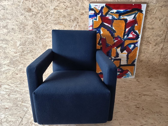 Image 1 of CASSINA Utrecht 637 armchair in Midnight BLUE Kvadrat wool by Gerrit Rietveld