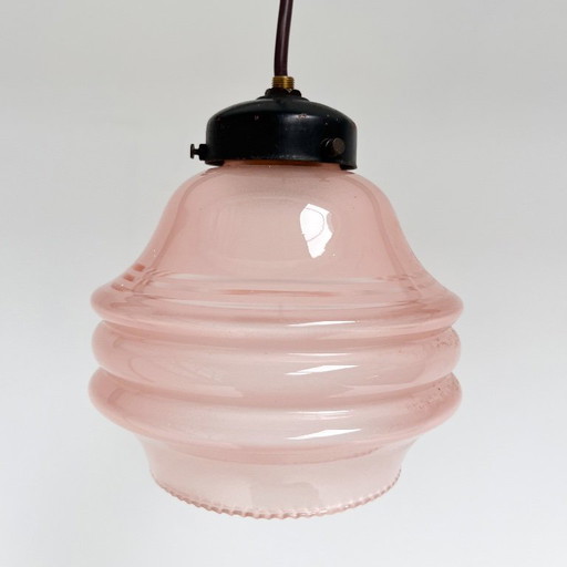 Rosa Vintage-Deckenlampe, 1960er Jahre – hanglampen, Plastic, Metal