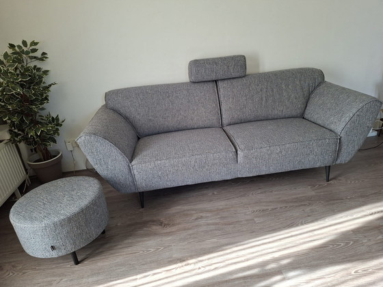 Image 1 of Bank montel design- moderne grijze  bank+ hocker 