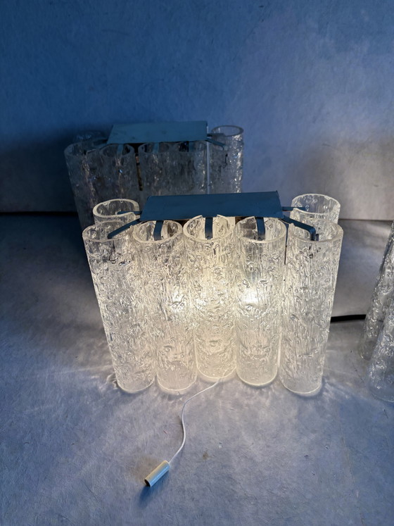 Image 1 of Ensemble d'appliques vintage Doria Leuchten, tubes en verre glacé, 1960