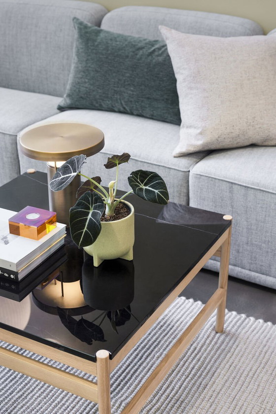Image 1 of Mesa de centro Hübsch - Diseño escandinavo, mármol negro con madera de roble