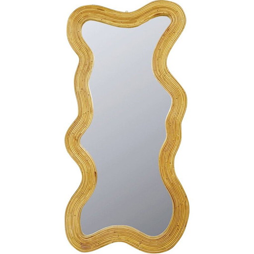 Miroir mural italien vintage contemporain en bambou