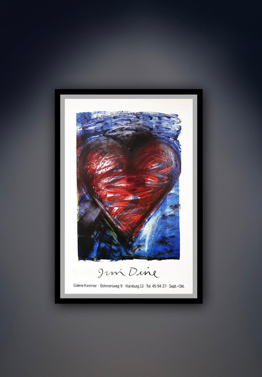 Jim Dine: "Heart." Original Poster 1974. Signed in the Plate.