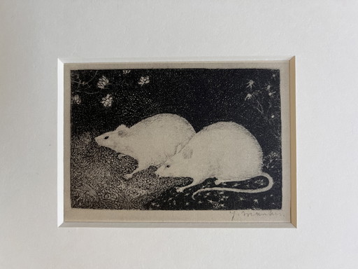 Jan Mankes 1889-1920 / Héliogravure originale 2 Souris 1923