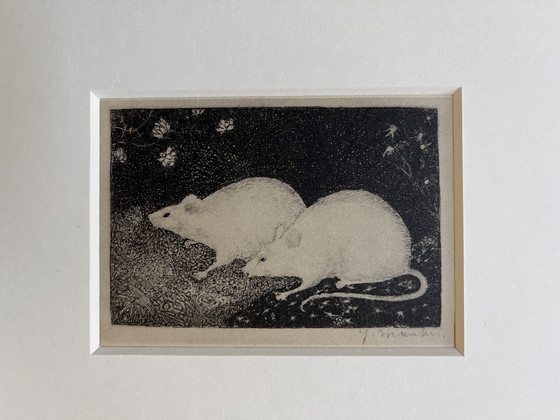 Image 1 of Jan Mankes 1889-1920 / Héliogravure originale 2 Souris 1923