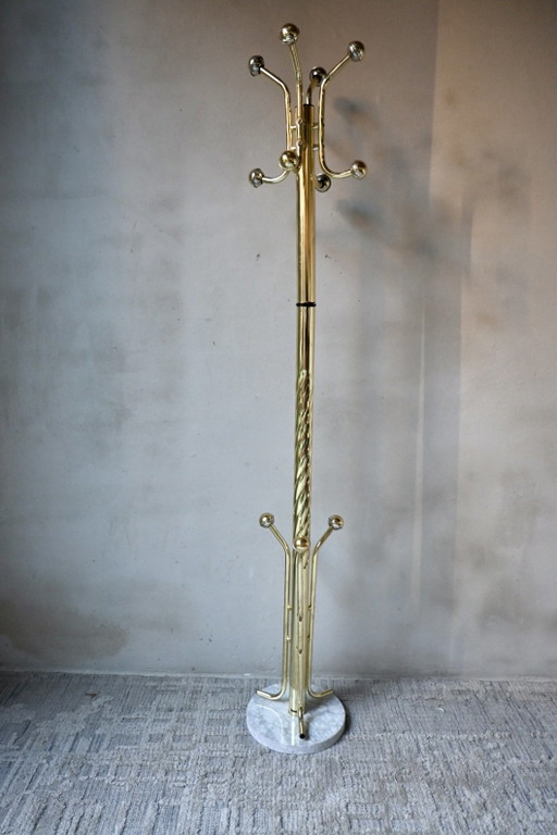 Vintage Hollywood Regency Kleiderständer Messing und Marmor '70