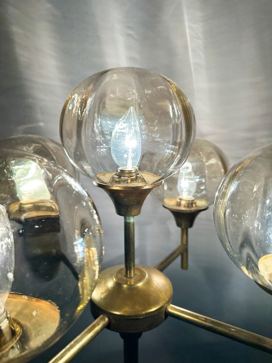 Vintage smoked glass floor light, Brass, Brown (photo 10 of 13)