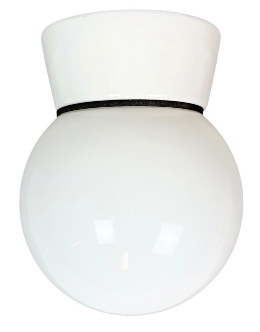 Vintage White Porcelain Ceiling Light, 1970s