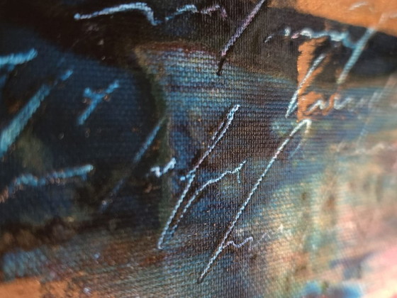 Image 1 of ALFREDO RAPETTI (Abstractie op basis van tekens). "Gold," 2007 - Gemengde technieken op canvas, 40x40x3 cm