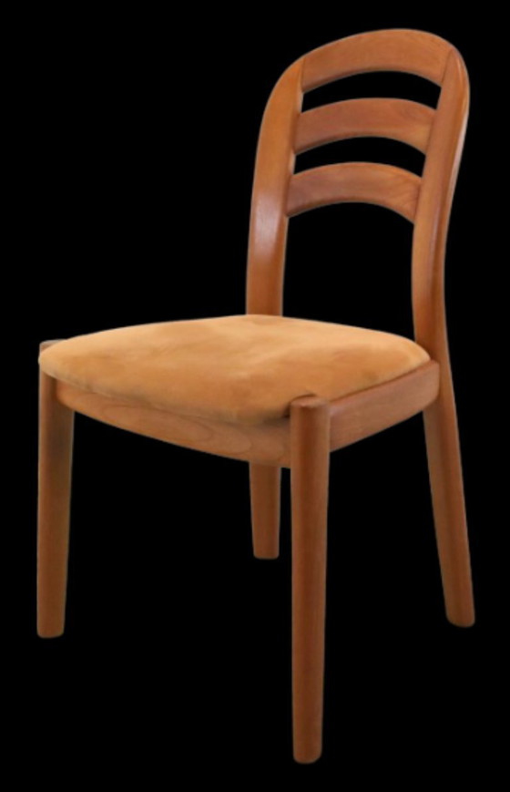 Image 1 of Set 4 Glostrup eetkamerstoelen stoelen massief teak Deens vintage