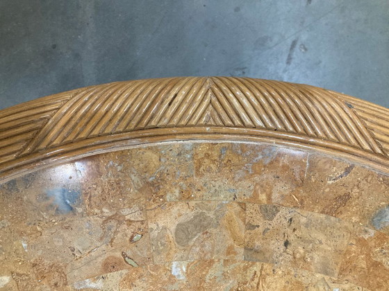 Image 1 of Vivai del Sud rotan & travertijn salontafel Italië jaren 60 