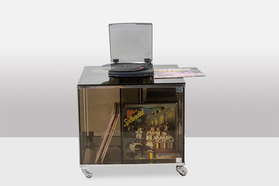 Image 1 of Jansen House. Mobile per dischi in vinile con vetro fumé. Anni '70.