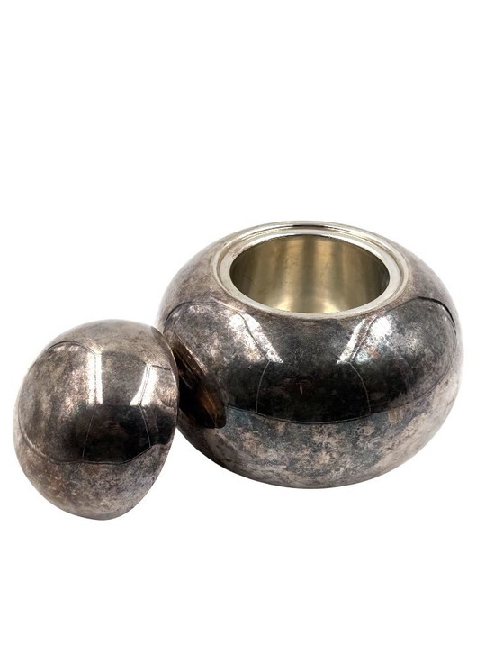 Image 1 of Seau à glace argenté Mid-century Modern, Teghini Firenze Italie 1970