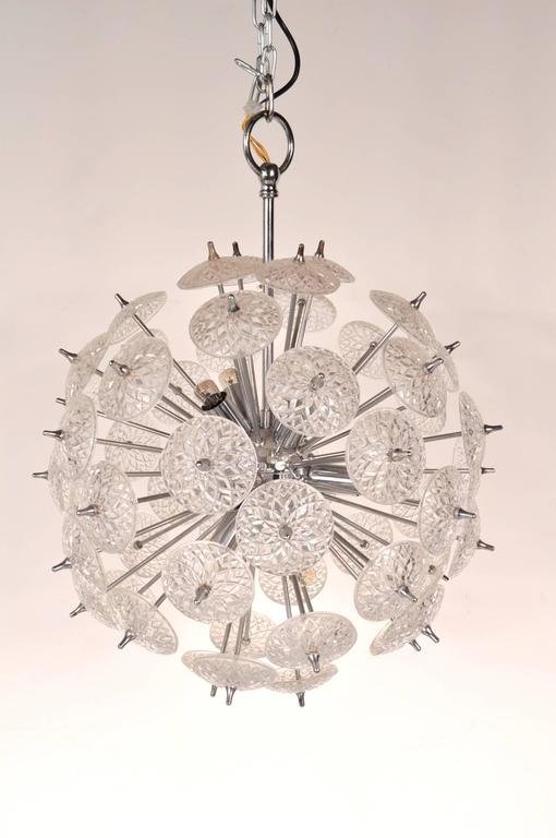 Image 1 of 1970s Glass with Chrome Sputnik Chandelier in the Style of Emil Stejnar