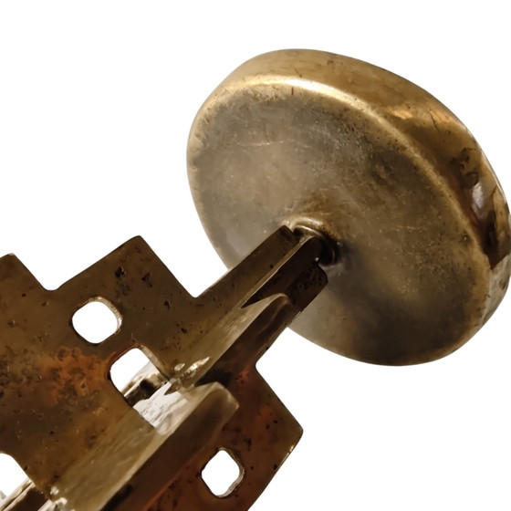 Vintage Brutalist Brass Pricket Candlestick - Mid-Century Modern Geometric Candle Holder (22 cm), Gold (photo 10 of 15)