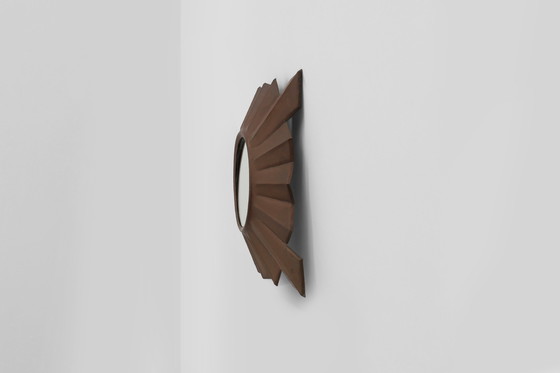 Image 1 of Specchio Art Déco a raggiera in rame rosso, Francia, anni '20