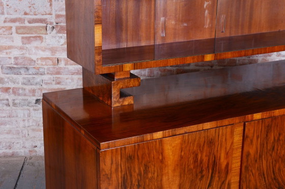 Gerestaureerd art-deco dressoir, walnoothout, glas, herleefde Poolse afwerking, Tsjechisch, jaren 1920 (photo 14 of 14)