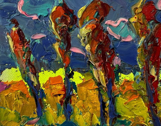 Original Oil Painting Summer Nature Landscape Evening Trees – Paintings & Drawings, Canvas (photo 7 of 8)