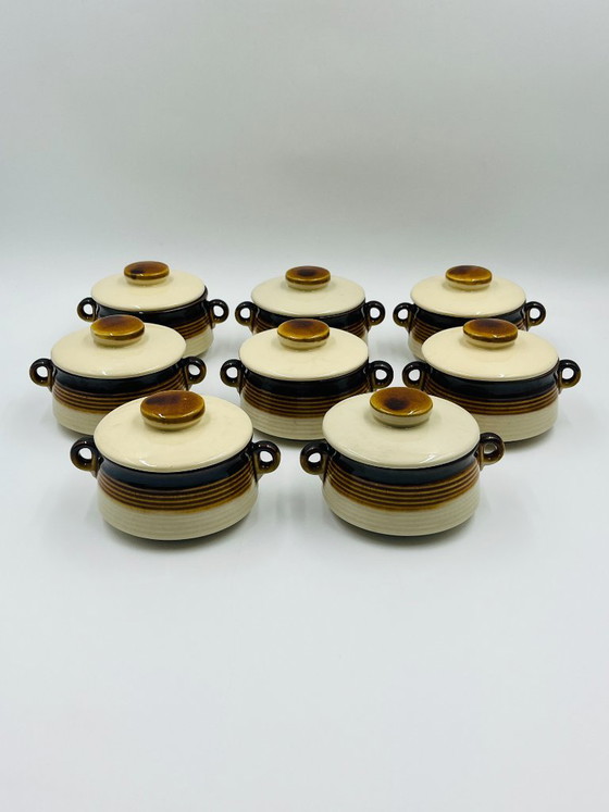Set di 8 ramequin con coperchio in gres giapponese, Accessori da tavola, Ceramica, Crema, Vintage (foto 2 di 15)