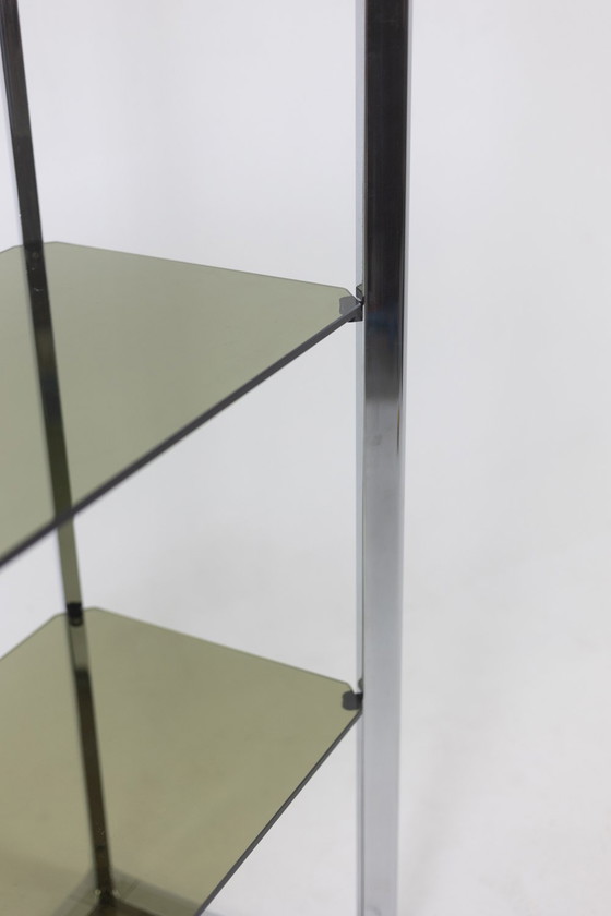 Image 1 of Pair of Shelves with 6 Shelves, Chromed Metal Frame, 1970s