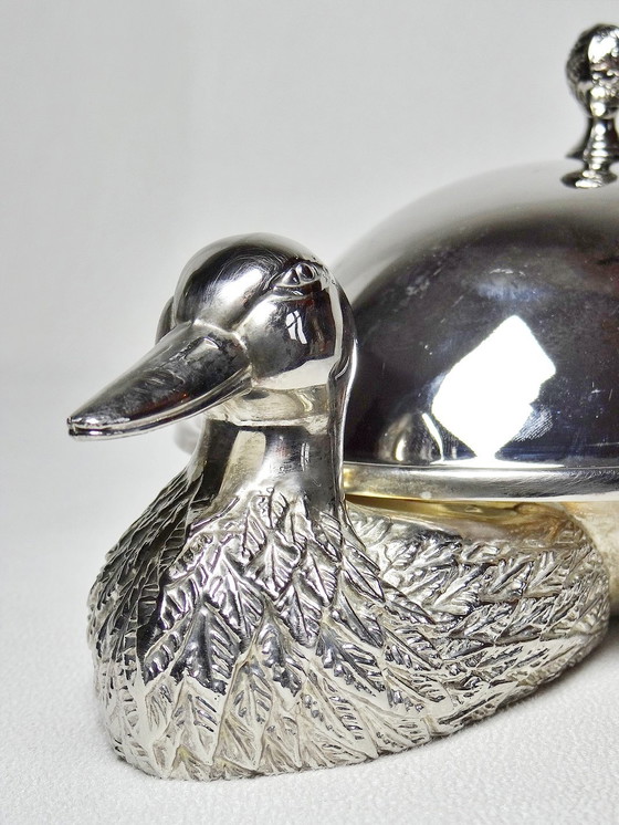 Image 1 of Vintage Silver Metal Duck Foie Gras Bell