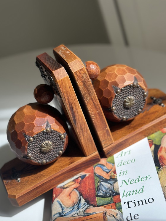 Image 1 of Art Deco Bookends Wood and metal