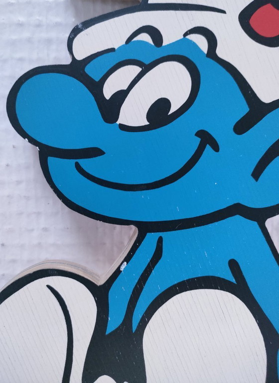 Image 1 of Garderobenständer Schlumpf aus bemaltem Holz 70-80er Jahre