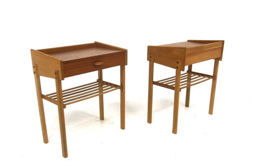 Set de 2 Tables de Chevets Scandinave en Teck, Suède, 1960