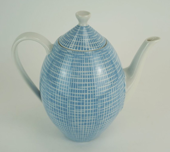 Image 1 of Koffiepot Arzberg model 2000 Heinrich Löffelhardt 1954 blauw 1,4 liter