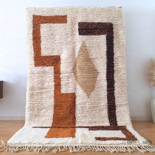 Tapis Marocain - Tapis Beni Ouraine - Fait Main Sur Mesure 150/250 Cm – Aime Té, vloerkleden en tapijten, Wool