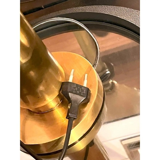 Image 1 of Rara lampada da tavolo in ottone e vetro di Murano della metà del XX secolo, attribuita a Fontana Arte, Italia,